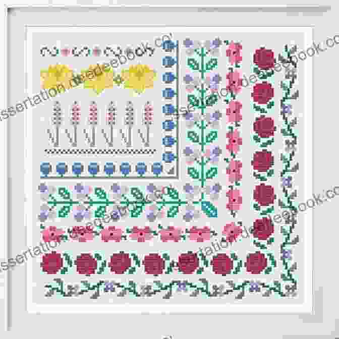 A Simple Cross Stitch Border Pattern Featuring A Repeating Motif Of Interlocking Hearts And Flowers. Simple Cross Stitch Patterns From 1914